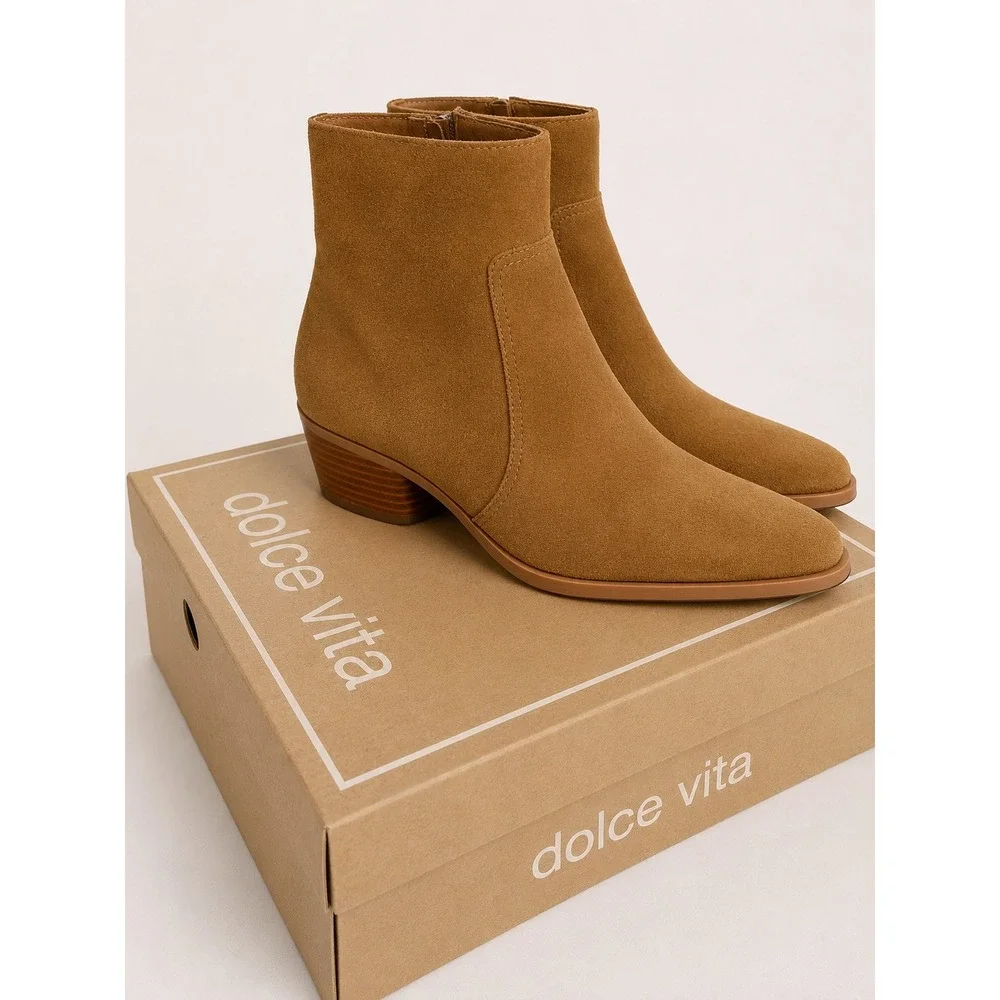 Dolce Vita Fahari H2O Brown Suede Waterproof Square Toe Ankle Boots Womens10.5 M - Picture 5 of 6
